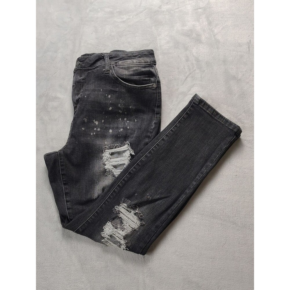 Judy Blue Black Denim Distressed Boyfriend Fit Jeans Size 15